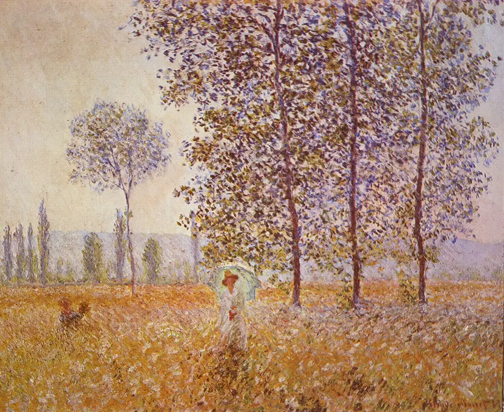 Poplars in the Sun in Detail Claude Monet